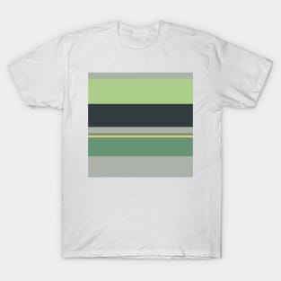 An ideal assortment of Greyish, Charcoal, Oxley, Laurel Green and Sand stripes. T-Shirt